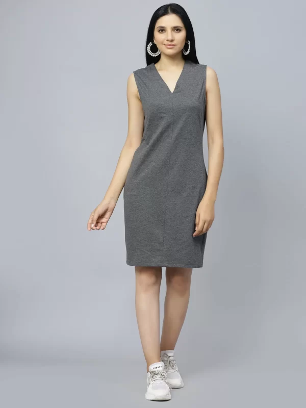Buy V-Neck Sleeveless Cotton Sheath Dress Online in India