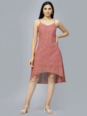 Buy Abstract Printed Cotton A-Line Dress Online In India