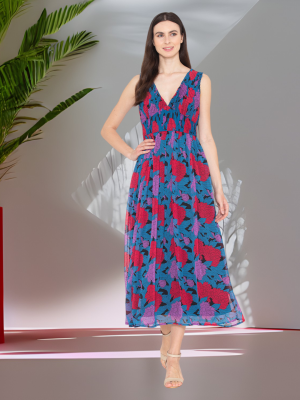 Buy Floral Printed Fit & Flare Midi Dress Online