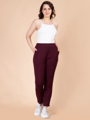 ENTELLUS Bootcut Pant with side pockets in maroon colour