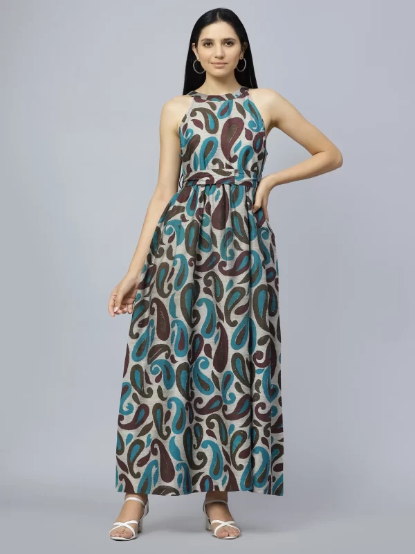 Sleeveless floral print maxi dress
