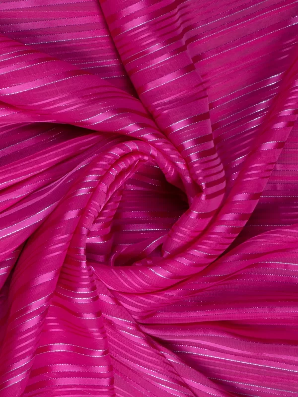 Buy Embellished Striped Pink Saree online