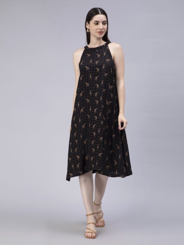 Best Price Printed Cotton A-Line Midi Dress For women