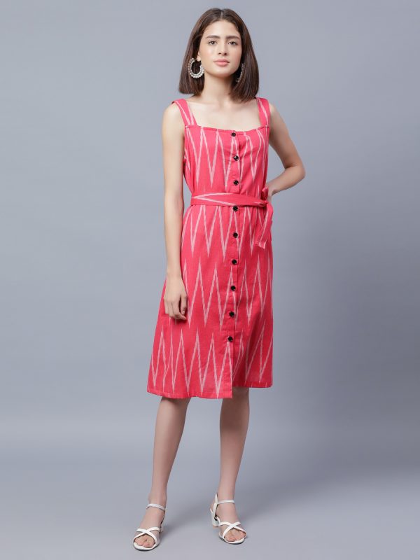 Buy Red Chevron Printed A-line Dress