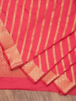 Meenakari Border and Tassels with Gold Zari Zigzag Weaving Pure Silk Saree