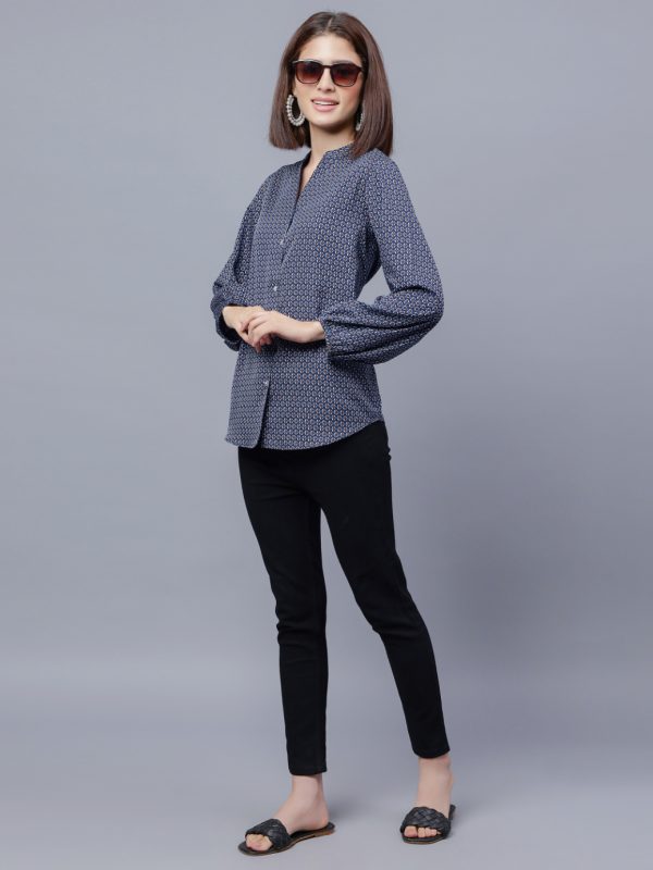 Buy Womens Mandarin Collar Full Sleeve Top Shirt Online