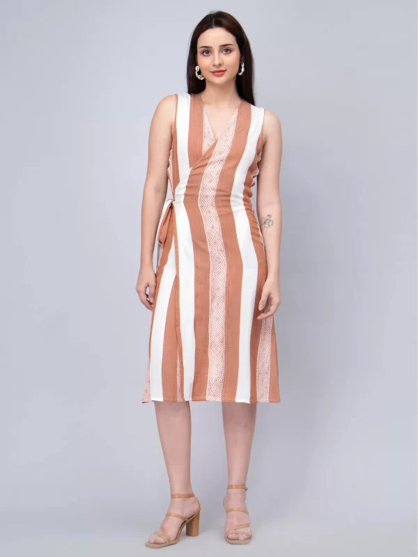Buy Striped V-Neck Wrap Dress For Women Online
