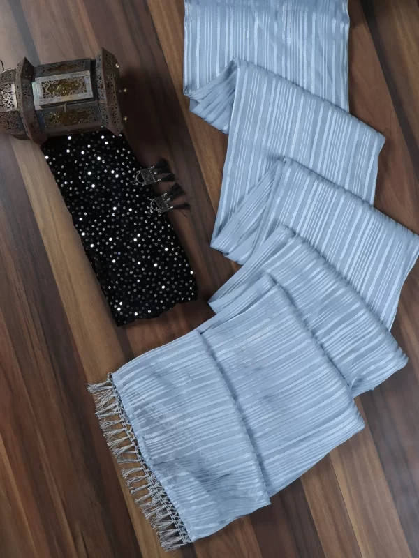 Embellished striped saree online - Entellus Apparel