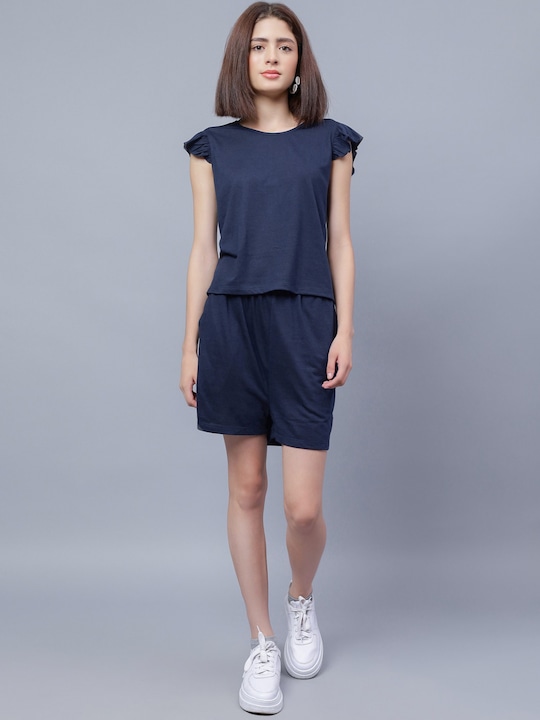 Round Neck T-Shirt With Shorts For Women