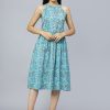 Buy Gathered Cotton A-Line Midi Dress Online