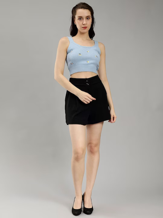 Buy Black Women High-Rise Shorts Online in India