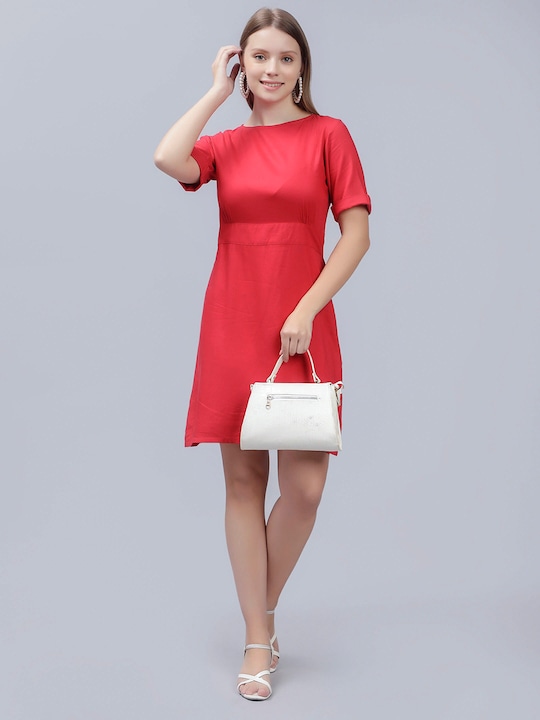 Buy Round Neck A-Line Cotton Dress Online in India