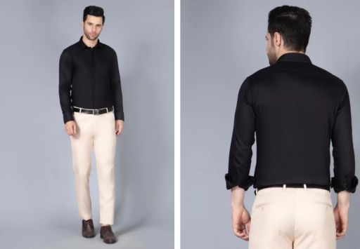 Men Black Classic Slim Fit Opaque Formal Shirt (1)