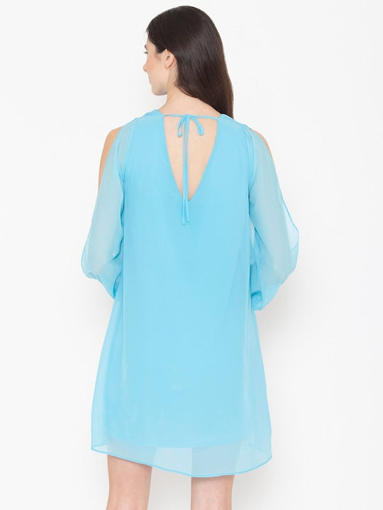 Cold-Shoulder Sleeves A-Line Dress