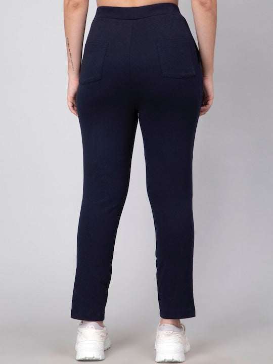 Women Mid-Rise Cotton Slim-Fit Track Pants