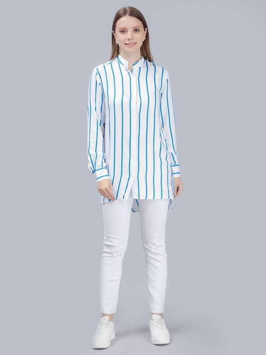 Comfort Vertical Striped Longline Shirt