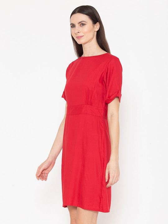 Round Neck A-Line Dress