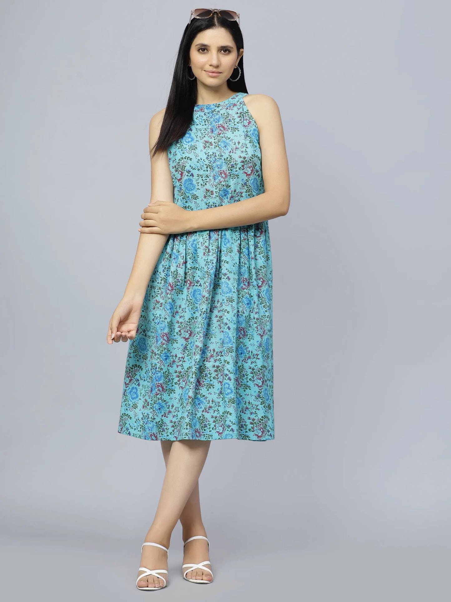 Sleeveless Knee length floral dress