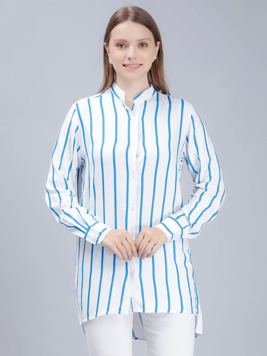 Comfort Vertical Striped Longline Shirt