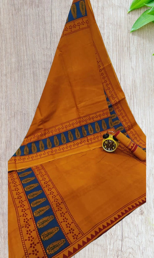 Pure Cotton Mulmul Saree Block Printed