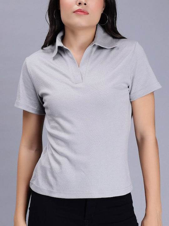 Polo Collar Short Sleeves Cotton Slim Fit T-shirt