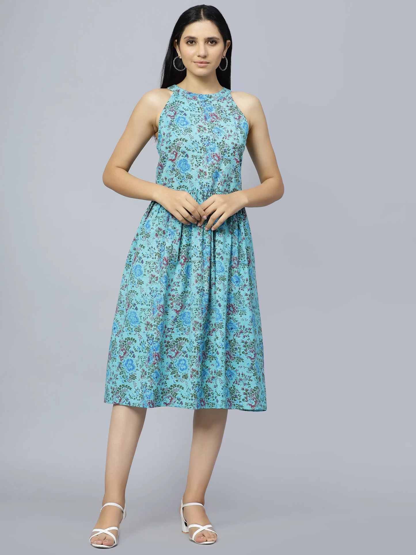 Sleeveless Knee length floral dress