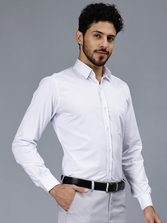 Classic Slim Fit Micro Disty Printed Cotton Formal Shirt