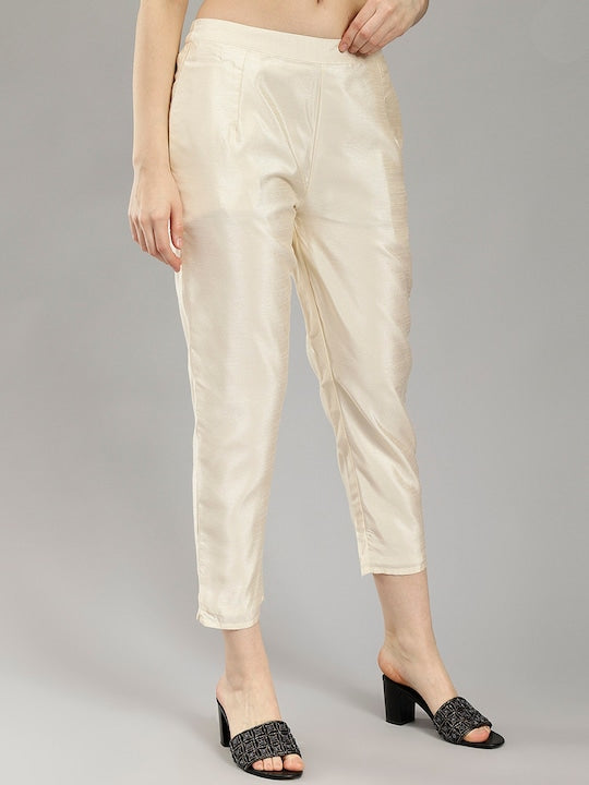 Women Smart Tapered Fit High-Rise Trousers