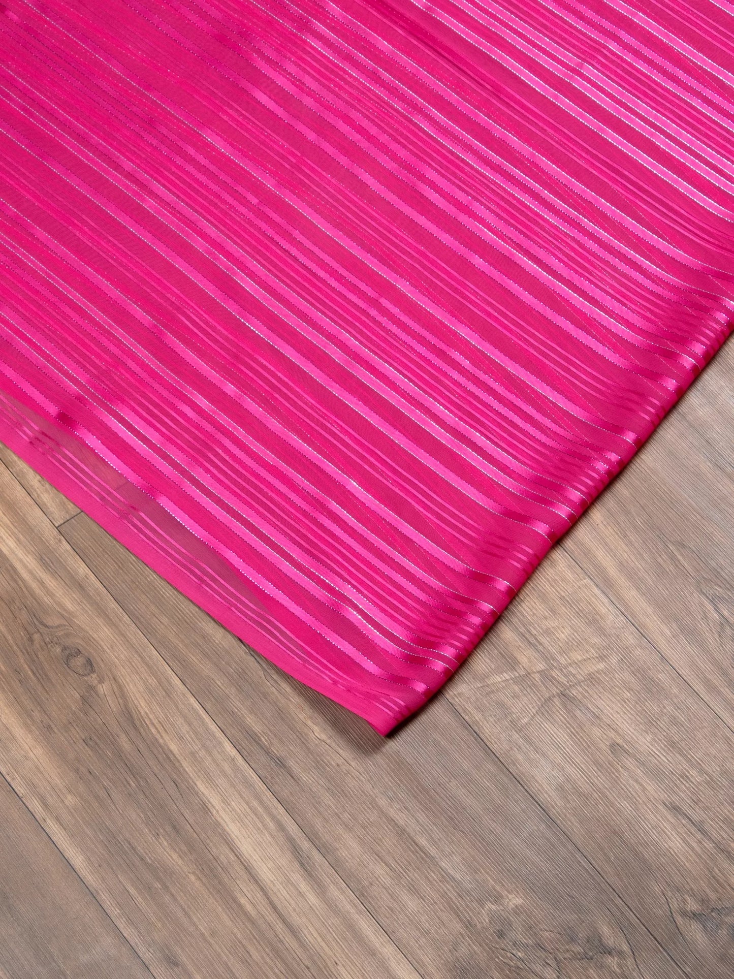 Embellished Striped Pink Saree