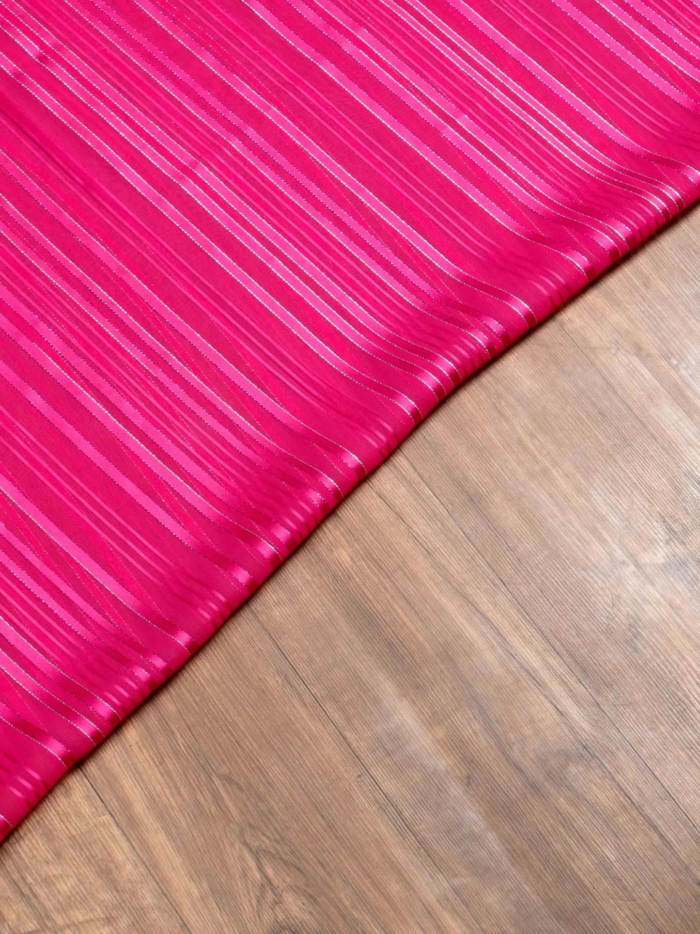 Embellished Striped Pink Saree