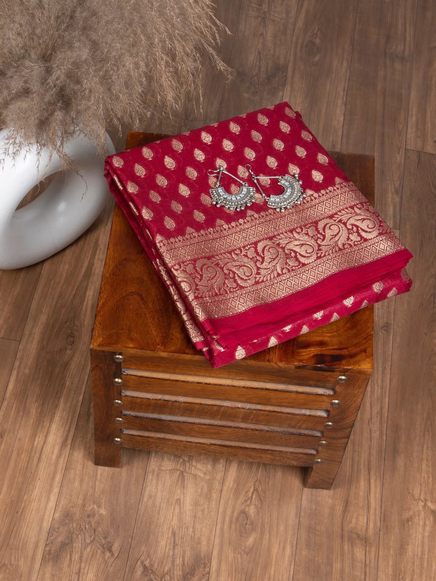 Banarasi Saree with Golden Zari Weave Soft Silk