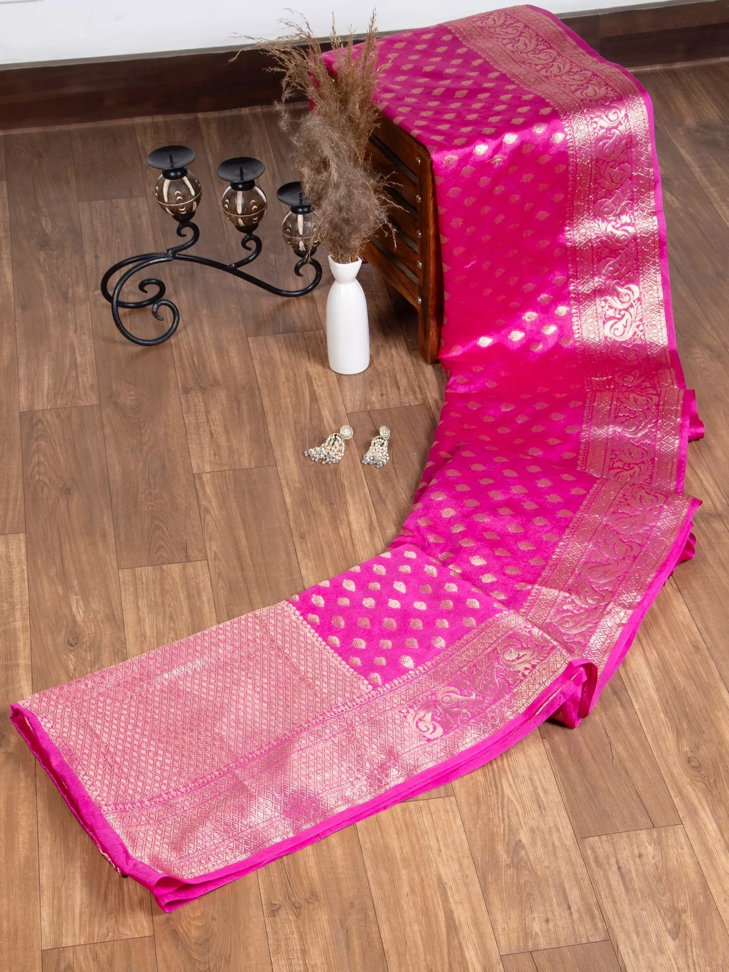 Banarasi Saree with Golden Zari Weave Soft Silk