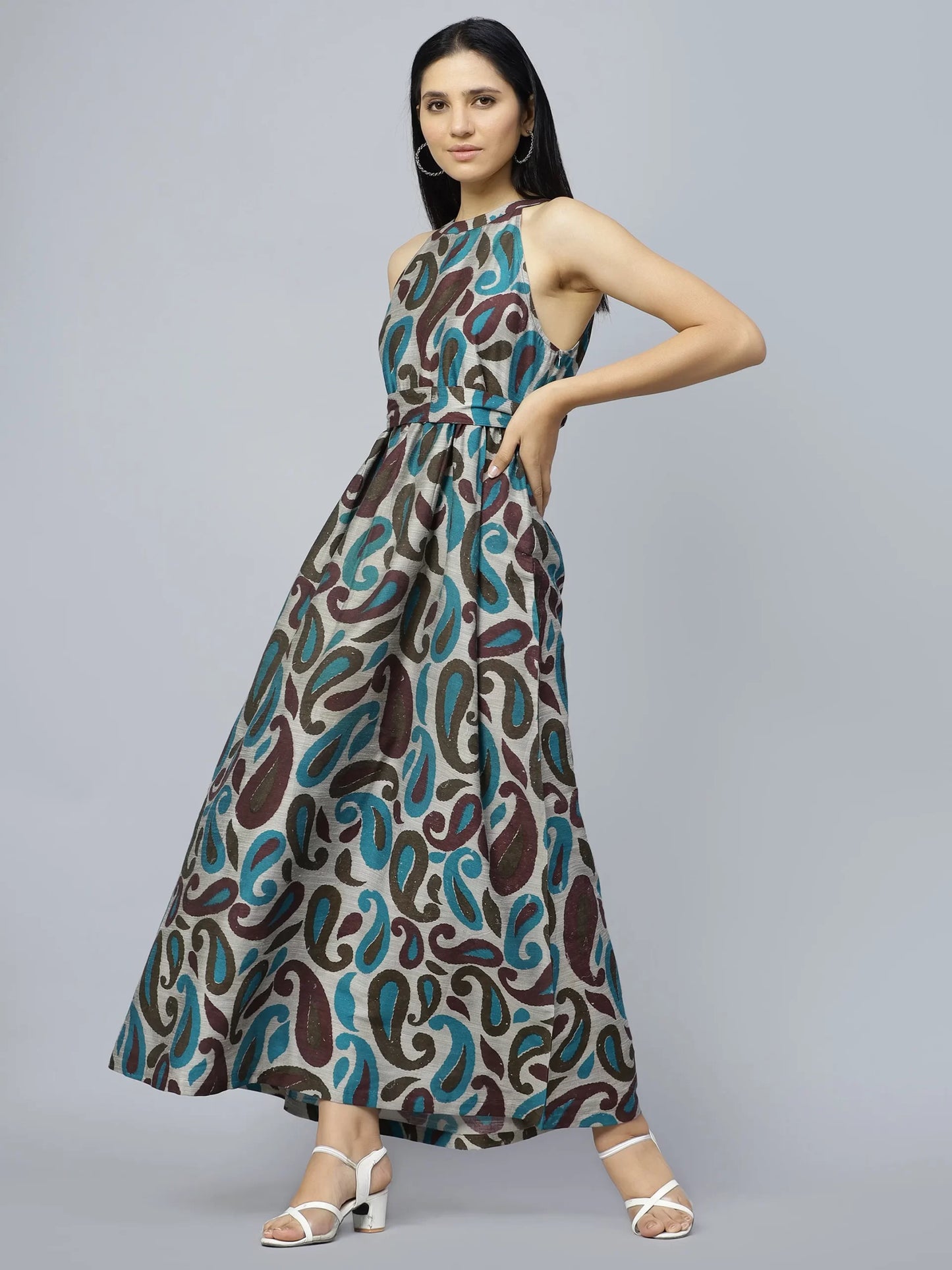 Ethnic Motifs Printed Cotton Maxi Dress