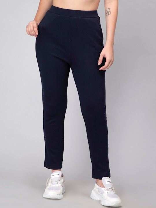 Women Mid-Rise Cotton Slim-Fit Track Pants