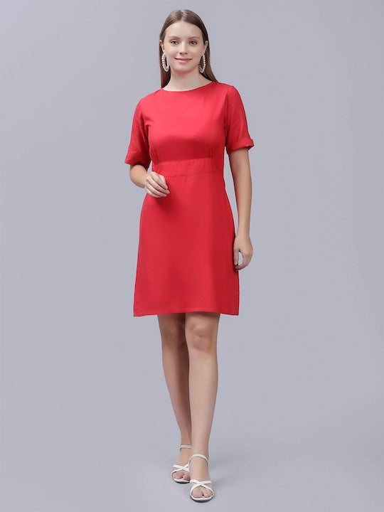 Round Neck A-Line Cotton Dress