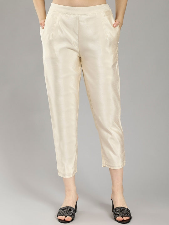 Women Smart Tapered Fit High-Rise Trousers