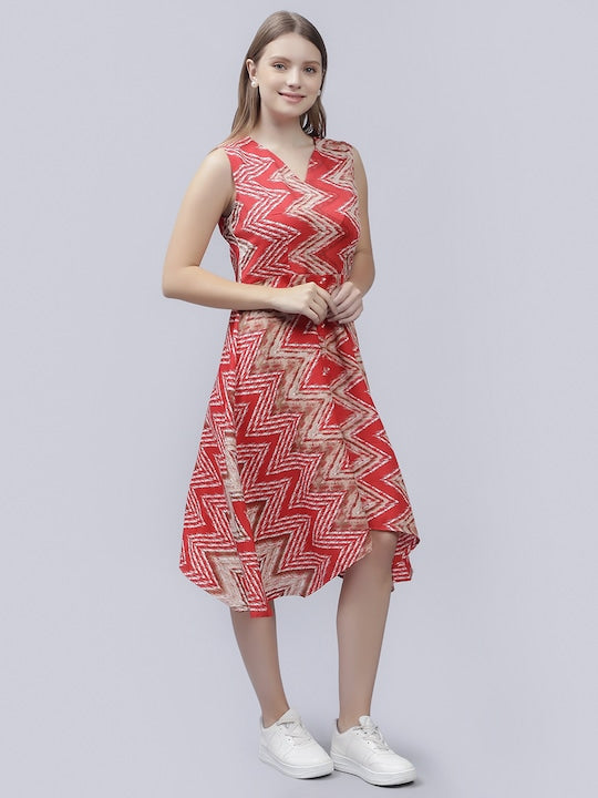 Geometric Print Fit &amp; Flare Midi Dress