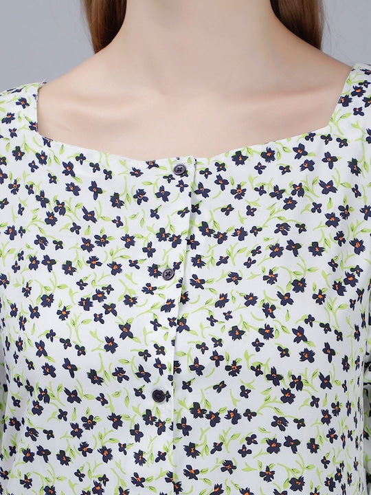 Floral Printed Square Neck Top