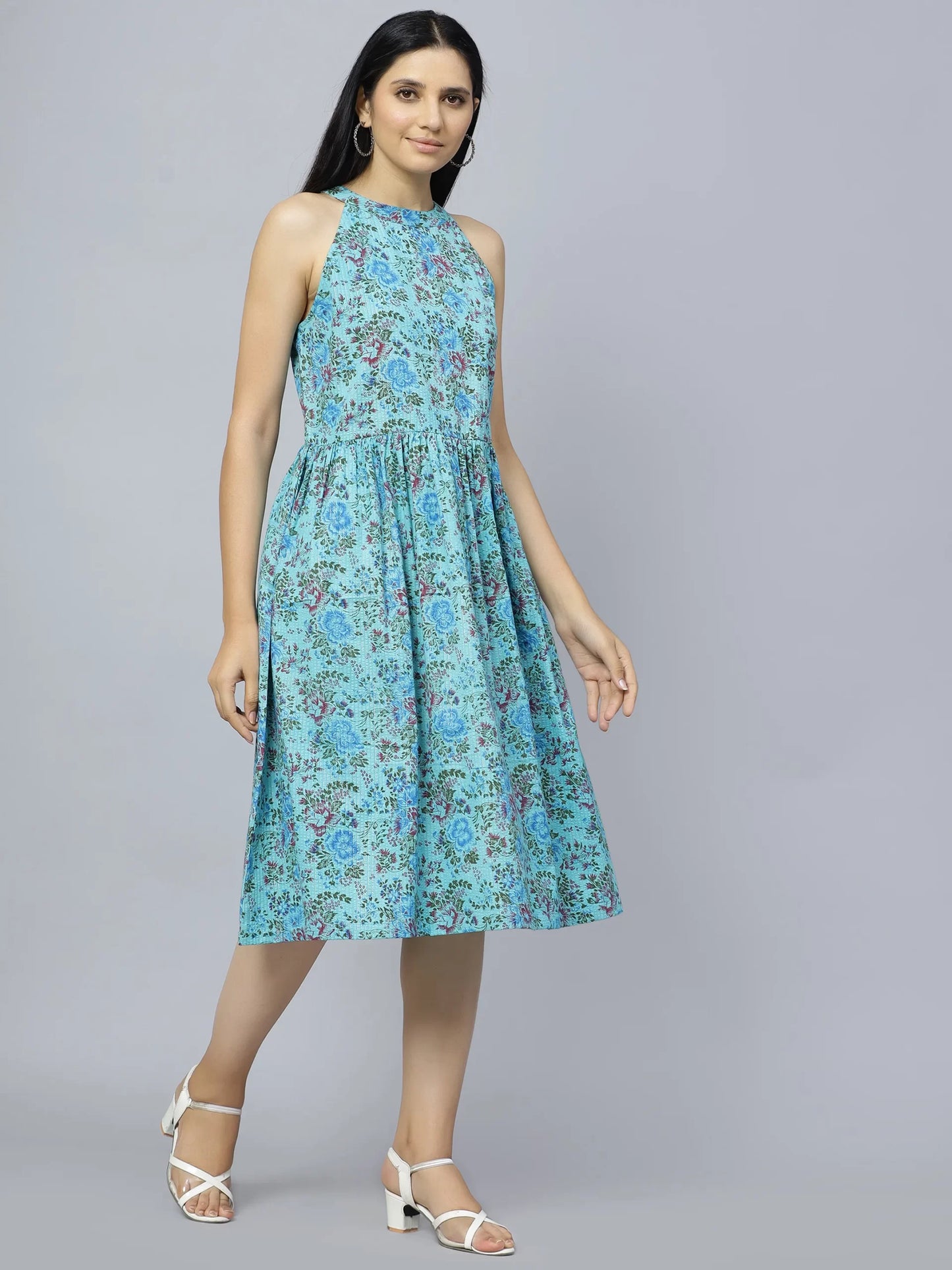 Sleeveless Knee length floral dress