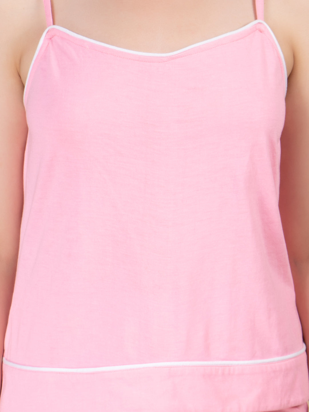 Shoulder Strap Sleeveless Pure Cotton Top With Shorts