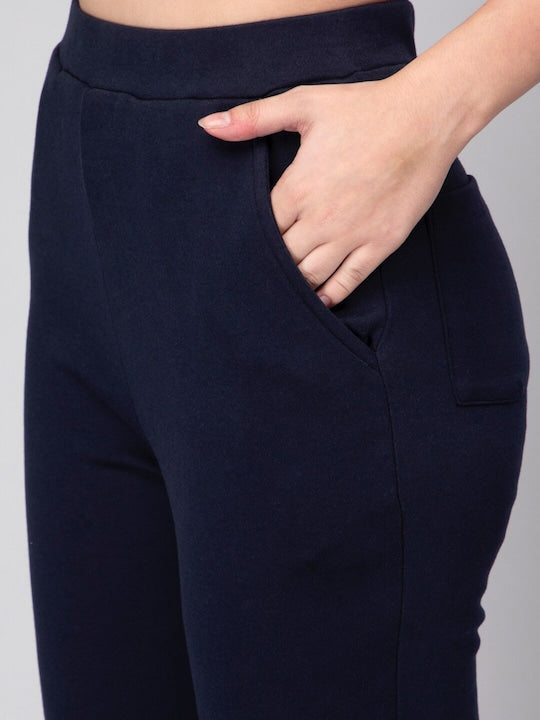 Women Mid-Rise Cotton Slim-Fit Track Pants