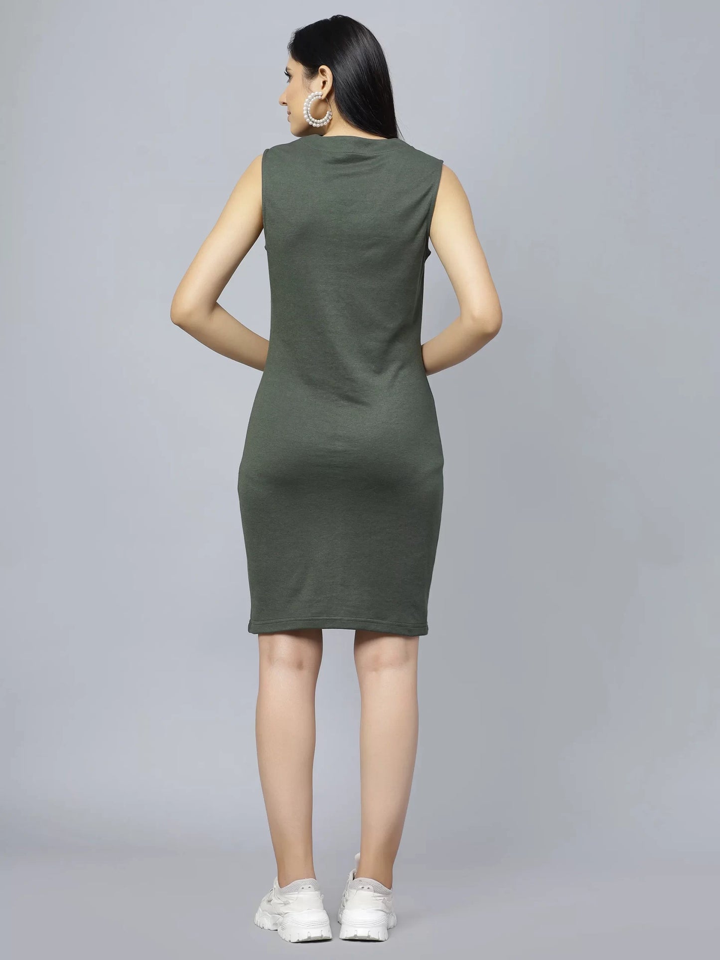 V-Neck Sleeveless Cotton Sheath Dress