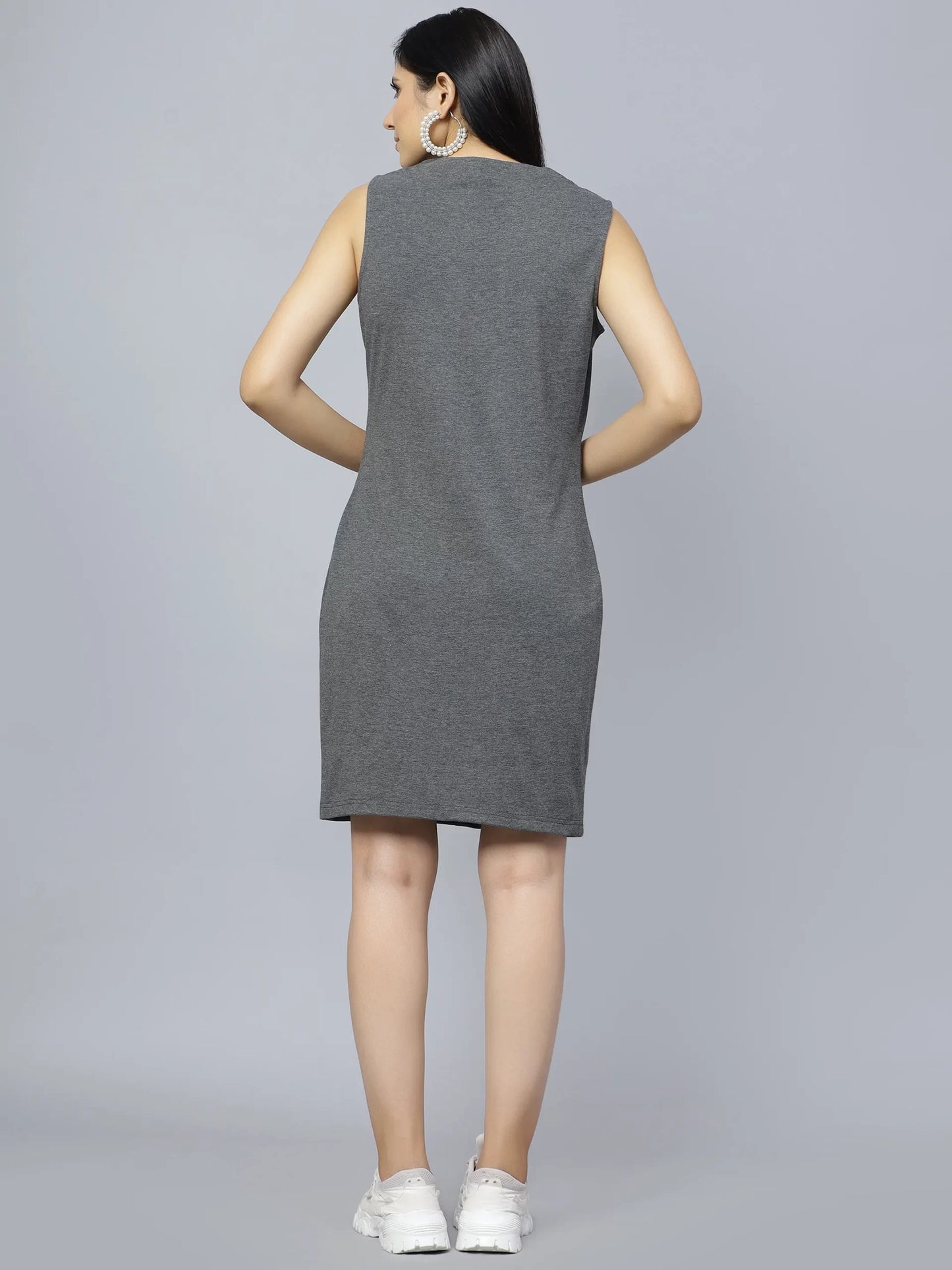 V-Neck Sleeveless Cotton Sheath Dress