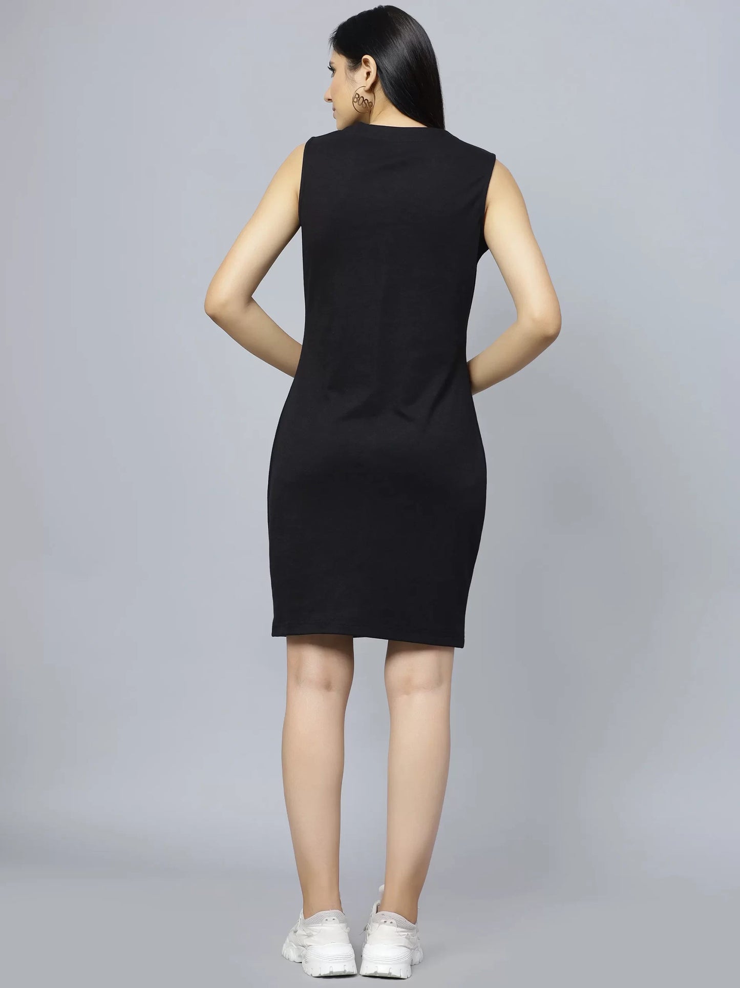 V-Neck Cotton Sheath Dress