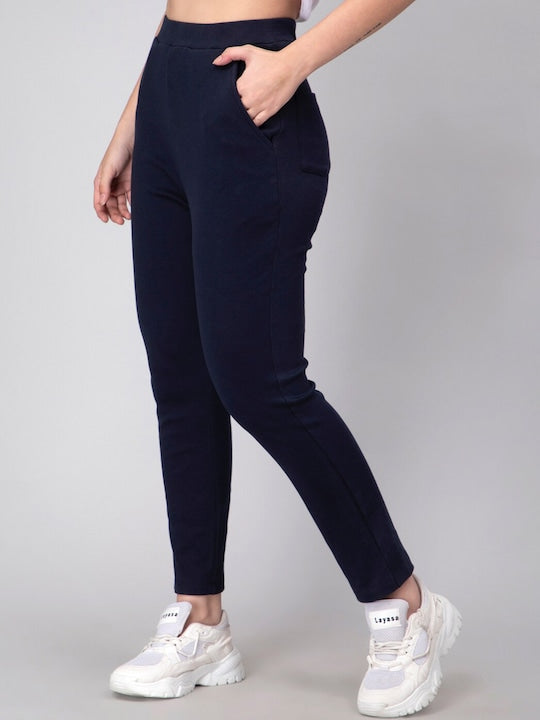 Women Mid-Rise Cotton Slim-Fit Track Pants