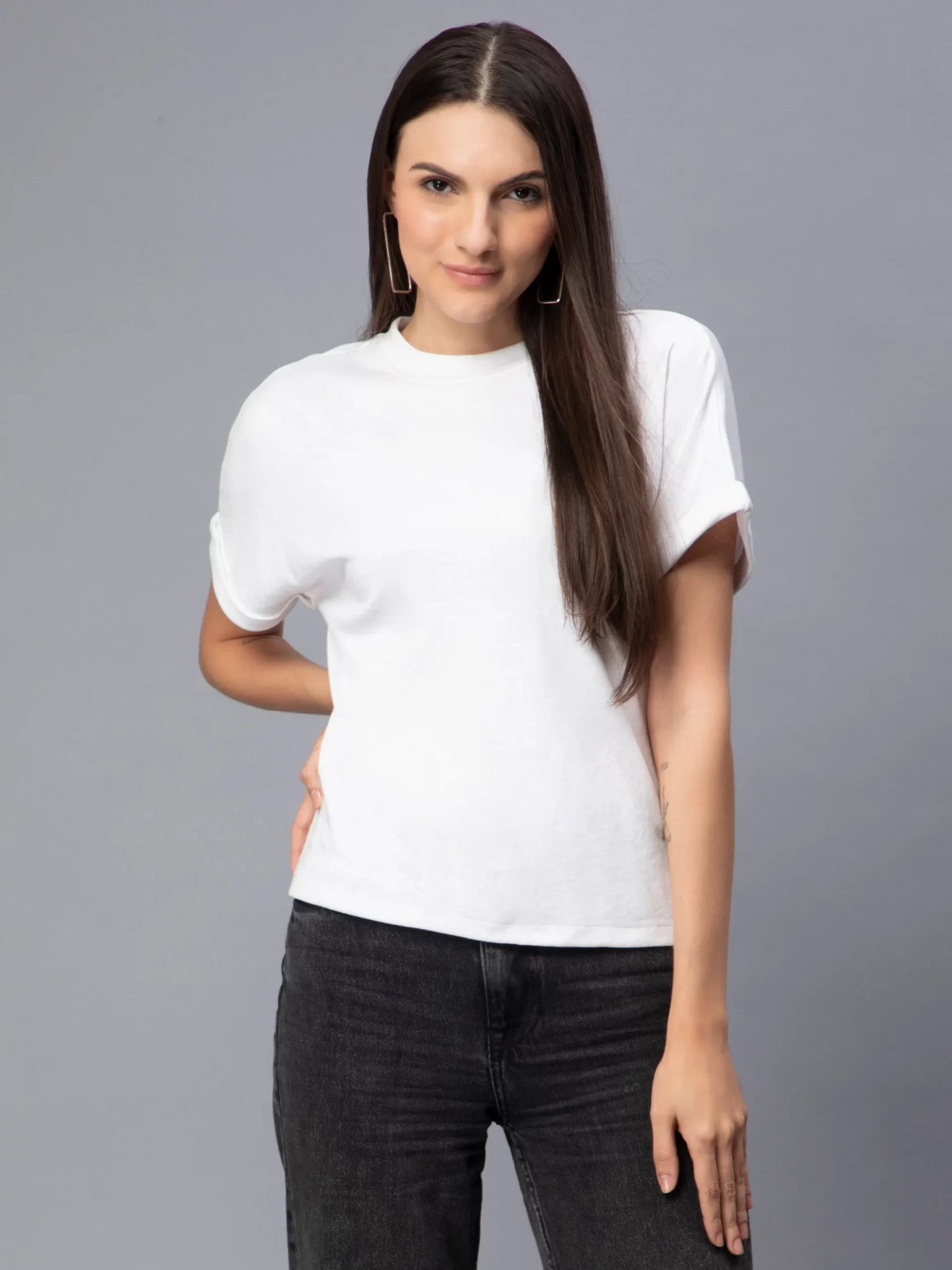 Extended Sleeves Cotton Slim Fit T-shirt