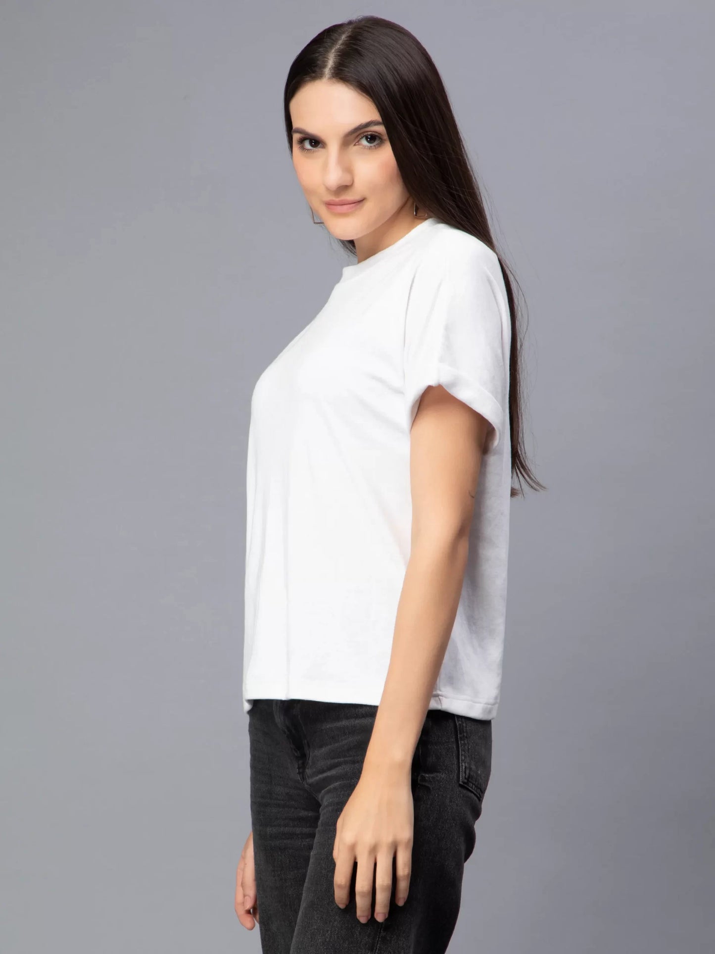 Extended Sleeves Cotton Slim Fit T-shirt