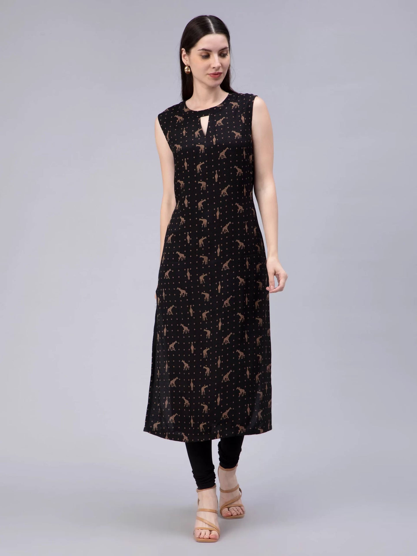 Conversational Printed Keyhole Neck Cotton Kurta