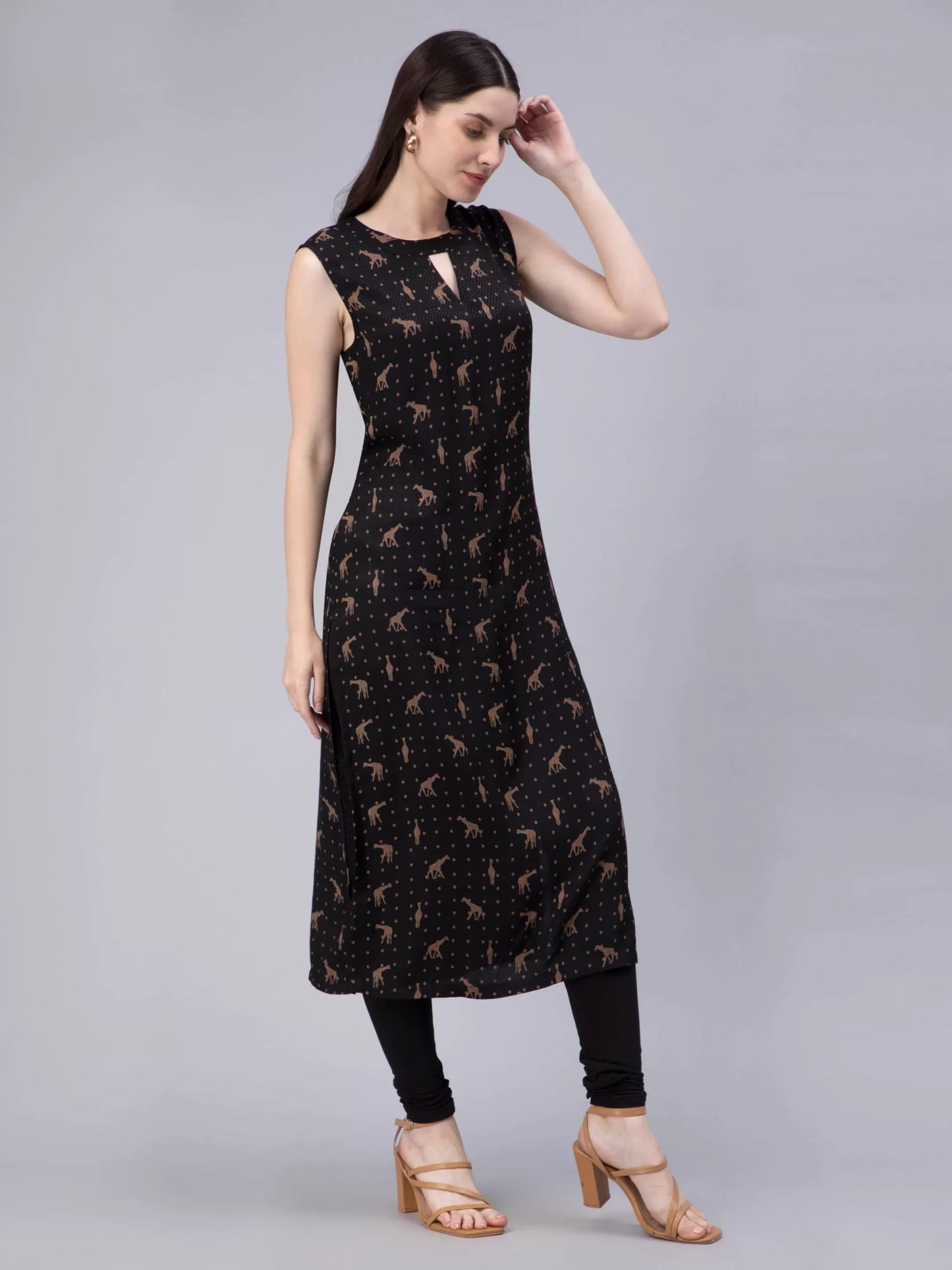 Conversational Printed Keyhole Neck Cotton Kurta