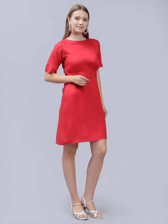 Round Neck A-Line Cotton Dress